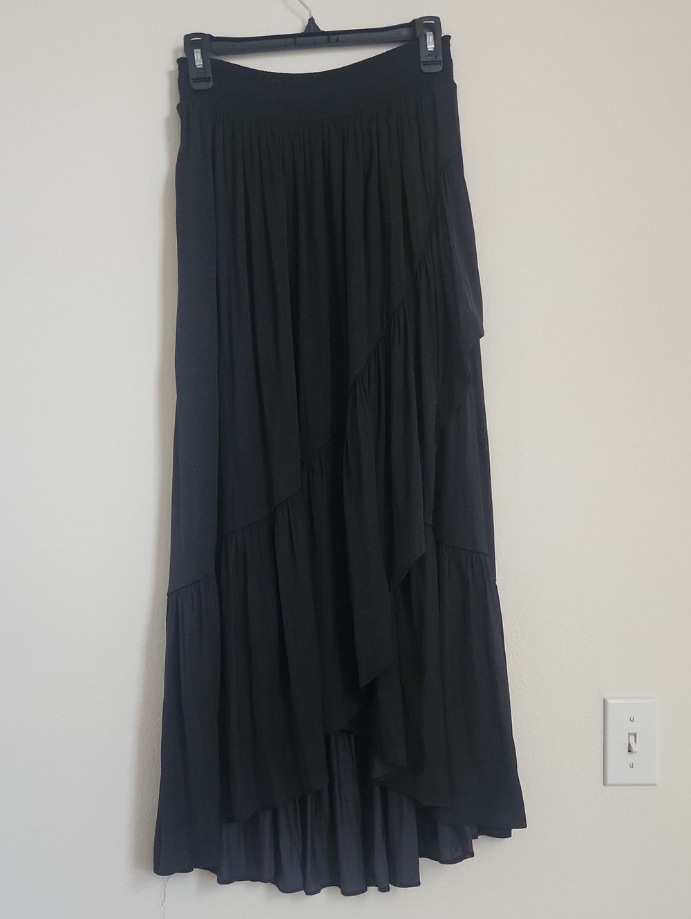 White House Black Market Black Asymmetric High-Low Maxi Skirt